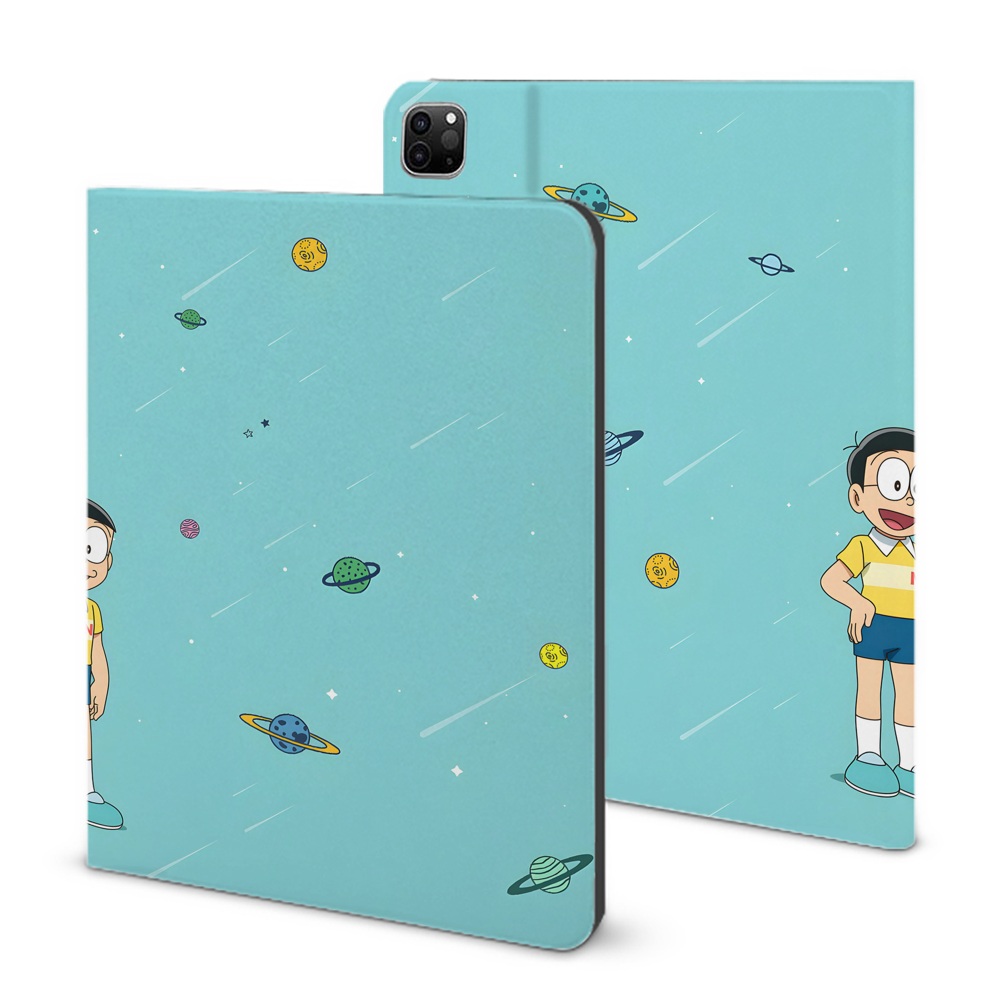 （画像用） ドラえもん Doraemon IPad ケース ブック型 PUレザー TPU 耐衝撃 軽量 薄型 ペン収納なし 全面保護 IPad 各モデル対応